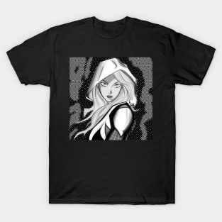 blonde spider hero ecopop art in noir wallpaper T-Shirt